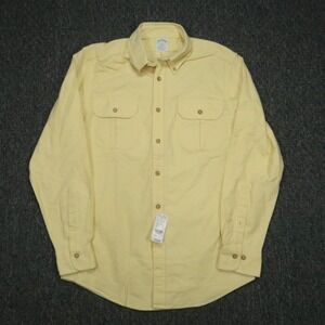 Brooks Brothers Shirt Mens Small Yellow Regent Fit Chamois Button Long Sleeve